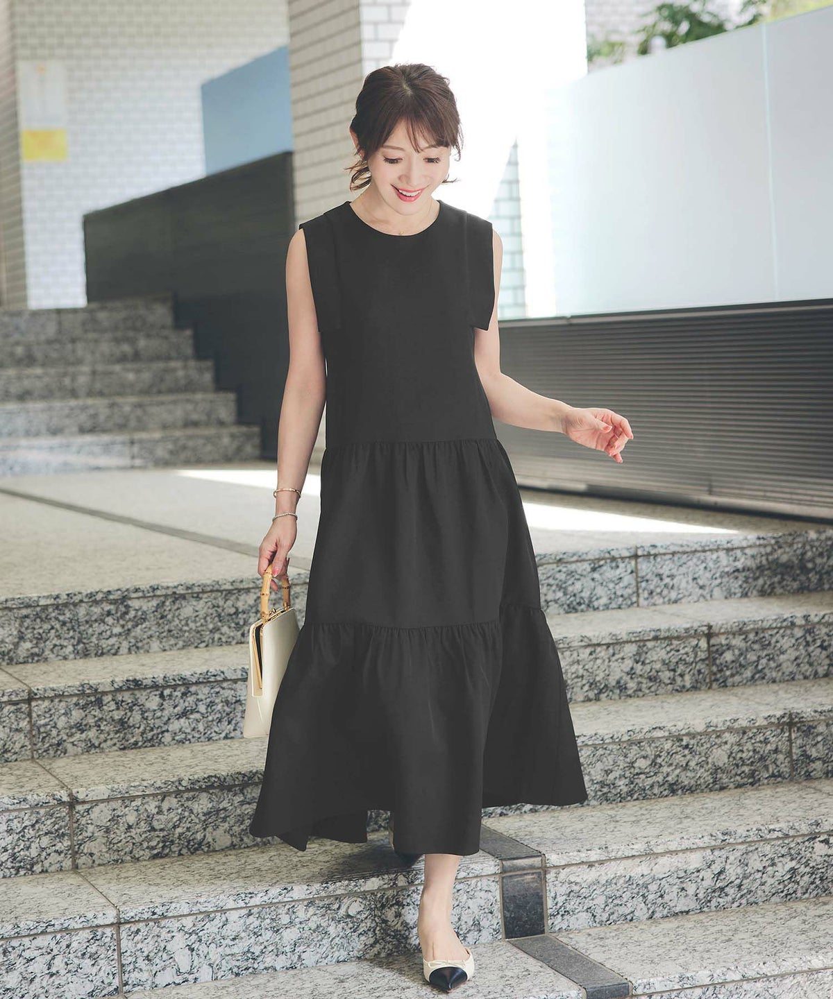 新色追加手洗い可ワンピースレディース可愛いかわいいおしゃれ大人服黒春夏秋きれいめ人気ノーカラーエレガントジョイントスペース