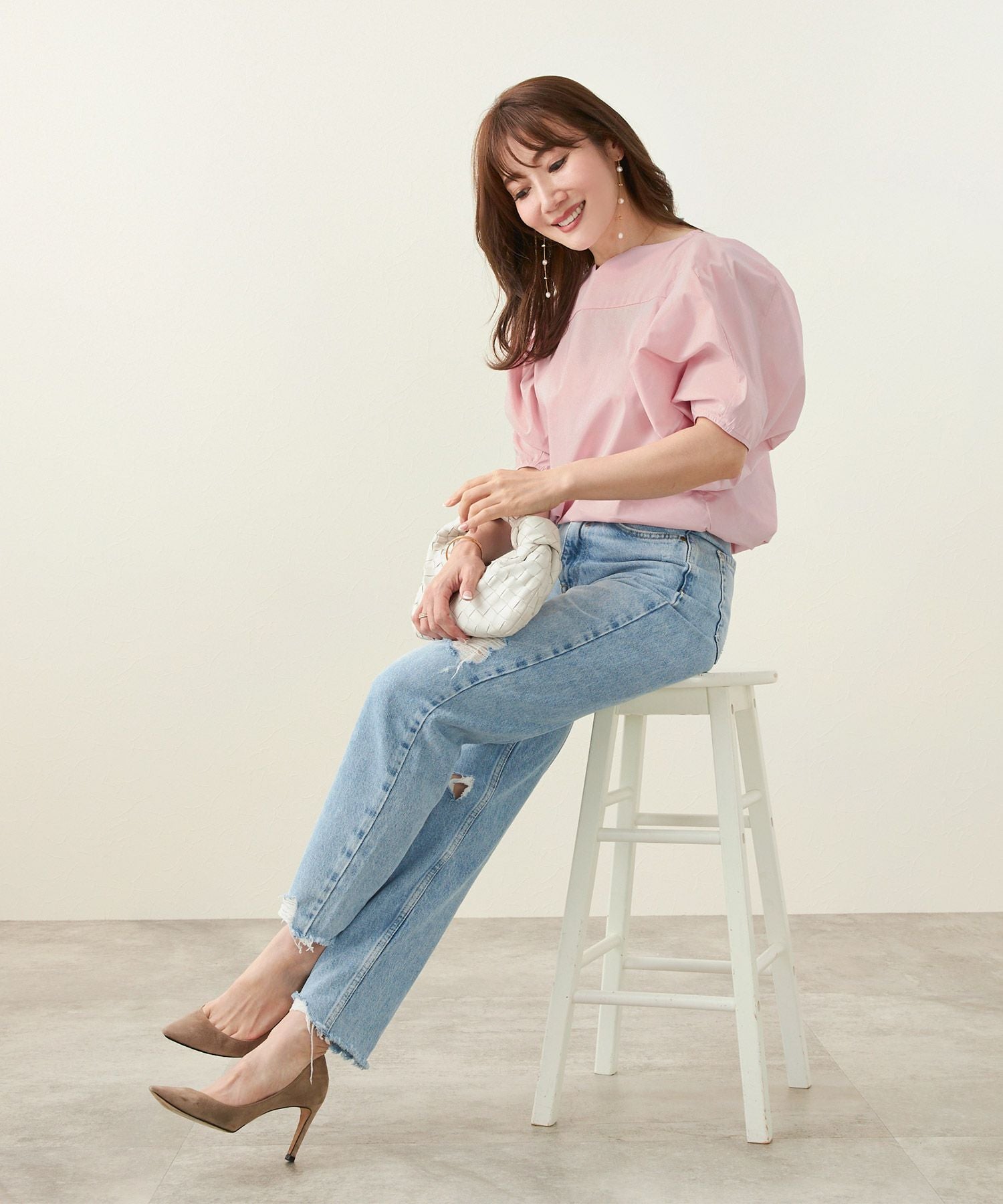OUTLET-SALE ハートネック ドルマンスリーブ ブラウス Liala×PG 全2色
