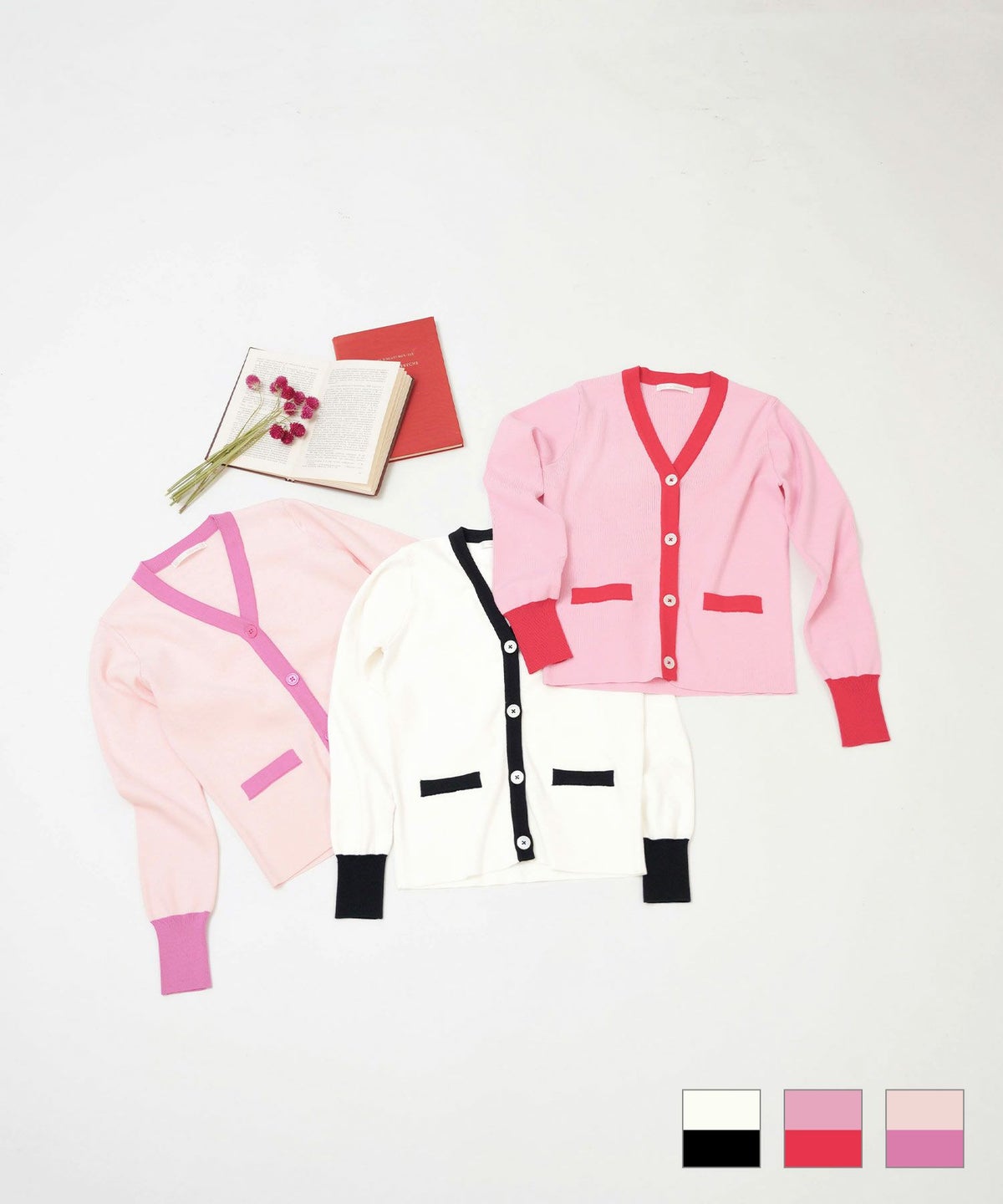 バイカラー ニット カーディガン 長袖 Prima Scherrer