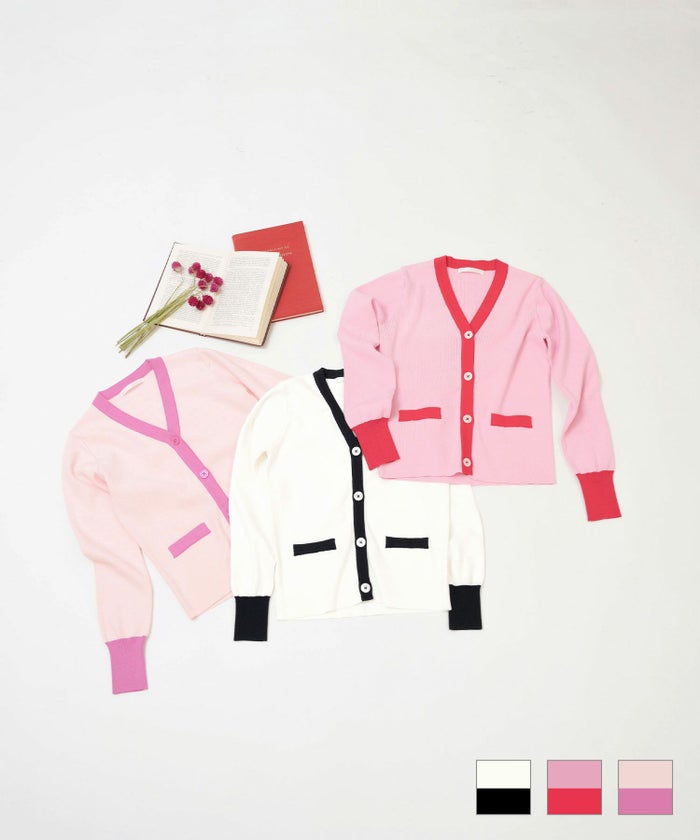 バイカラー ニット カーディガン 長袖 Prima Scherrer