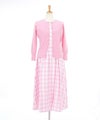 2点セット販売/ギンガムチェックワンピース/ニットカーディガン/S/M/上品/大人/ピンク/サックス