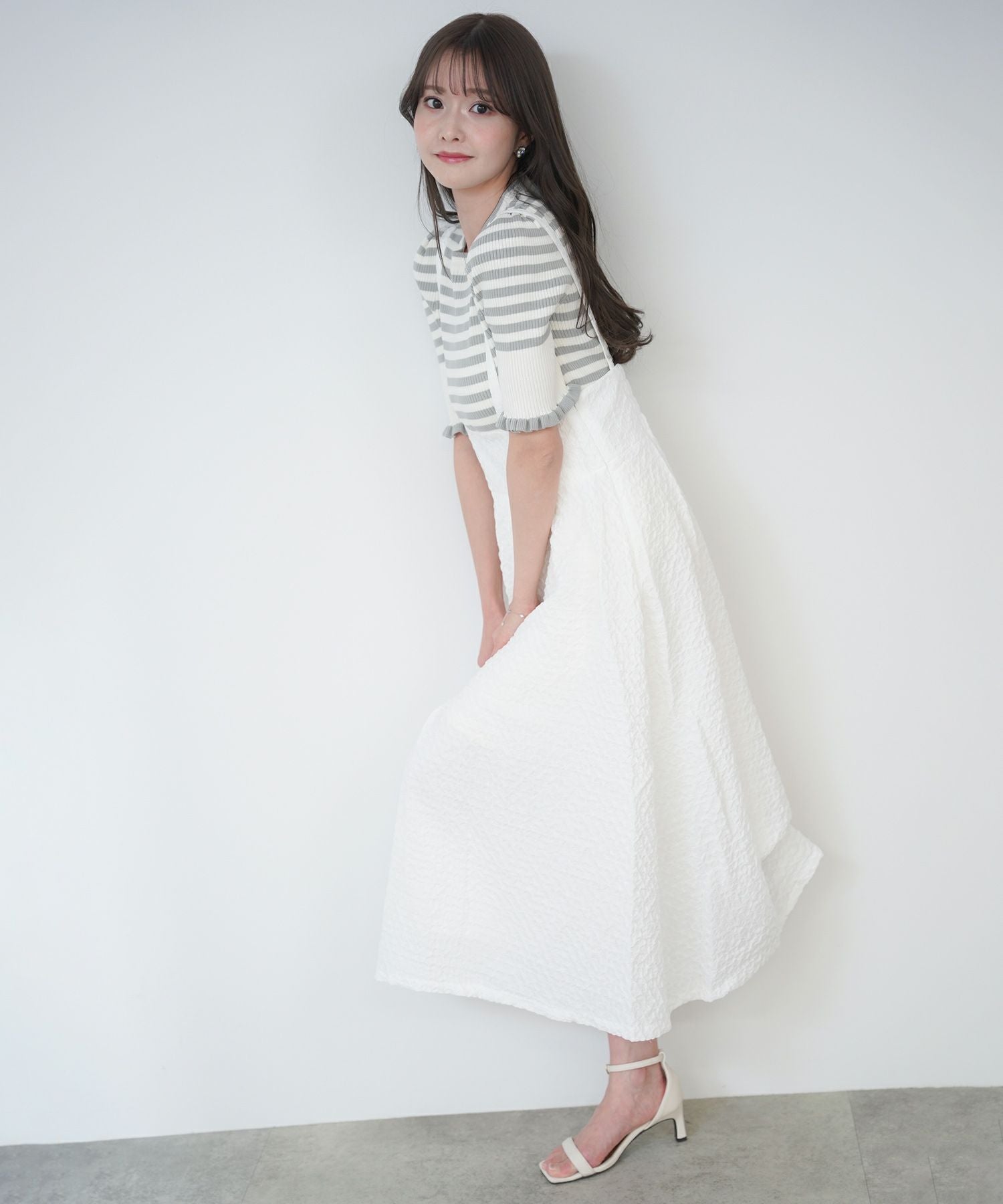 未使用♡袖フリル♡パールボーダートップス ボーダー 袖フリル ニット lieulien 全3色｜lul411-0206【2】 - ニット