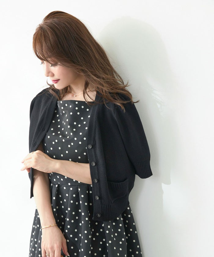 手洗い可/強撚コットン/夏ニット/羽織/冷房対策/ポケット/バイカラー/ショート丈/コンパクト/シンプル