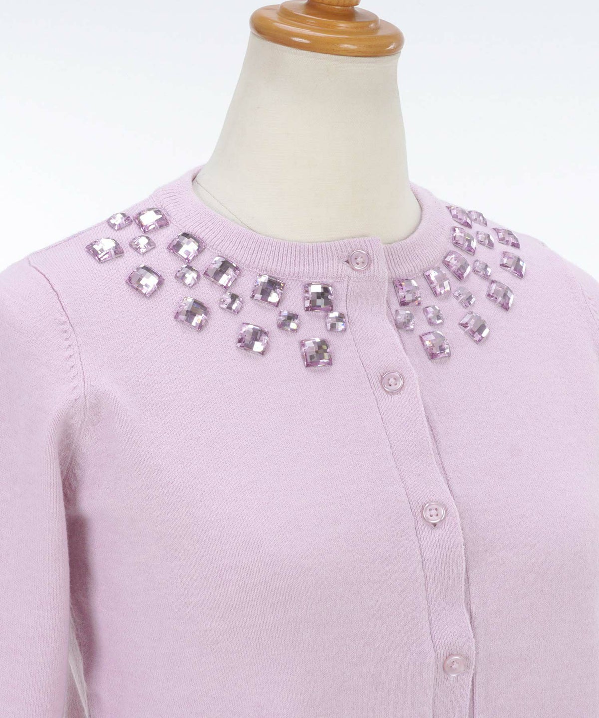 トップス/ニット/カーディガン/長袖/ビジュー/羽織り/ピンク/ラベンダー/サックス/S/M/春/夏