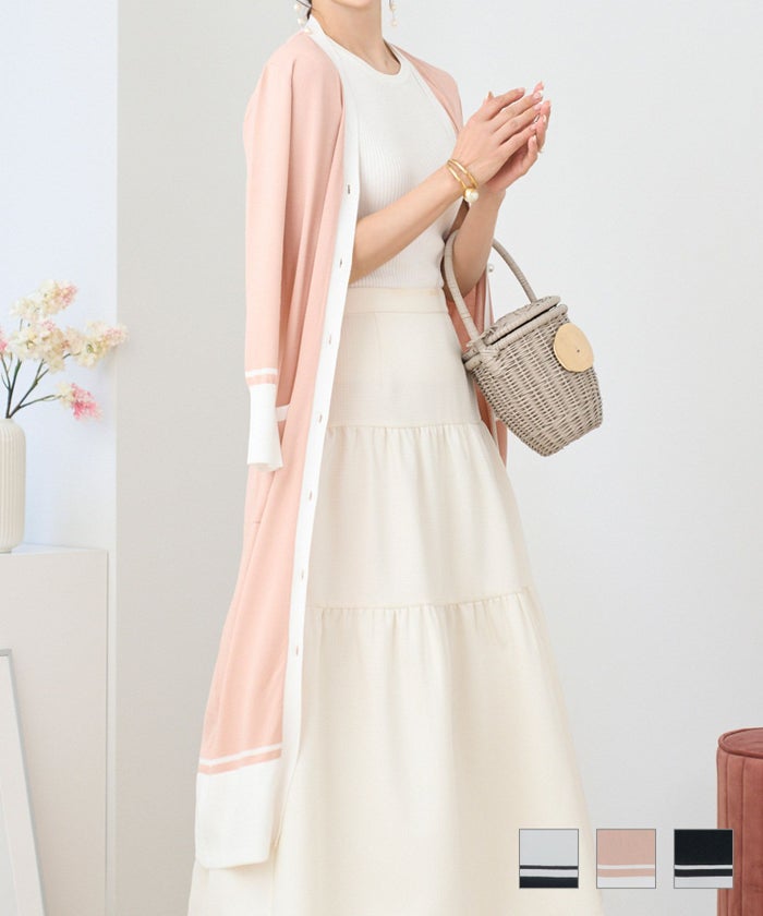 バイカラーニットロングカーディガンPrimaScherrer全3色｜psc421-0708【1】