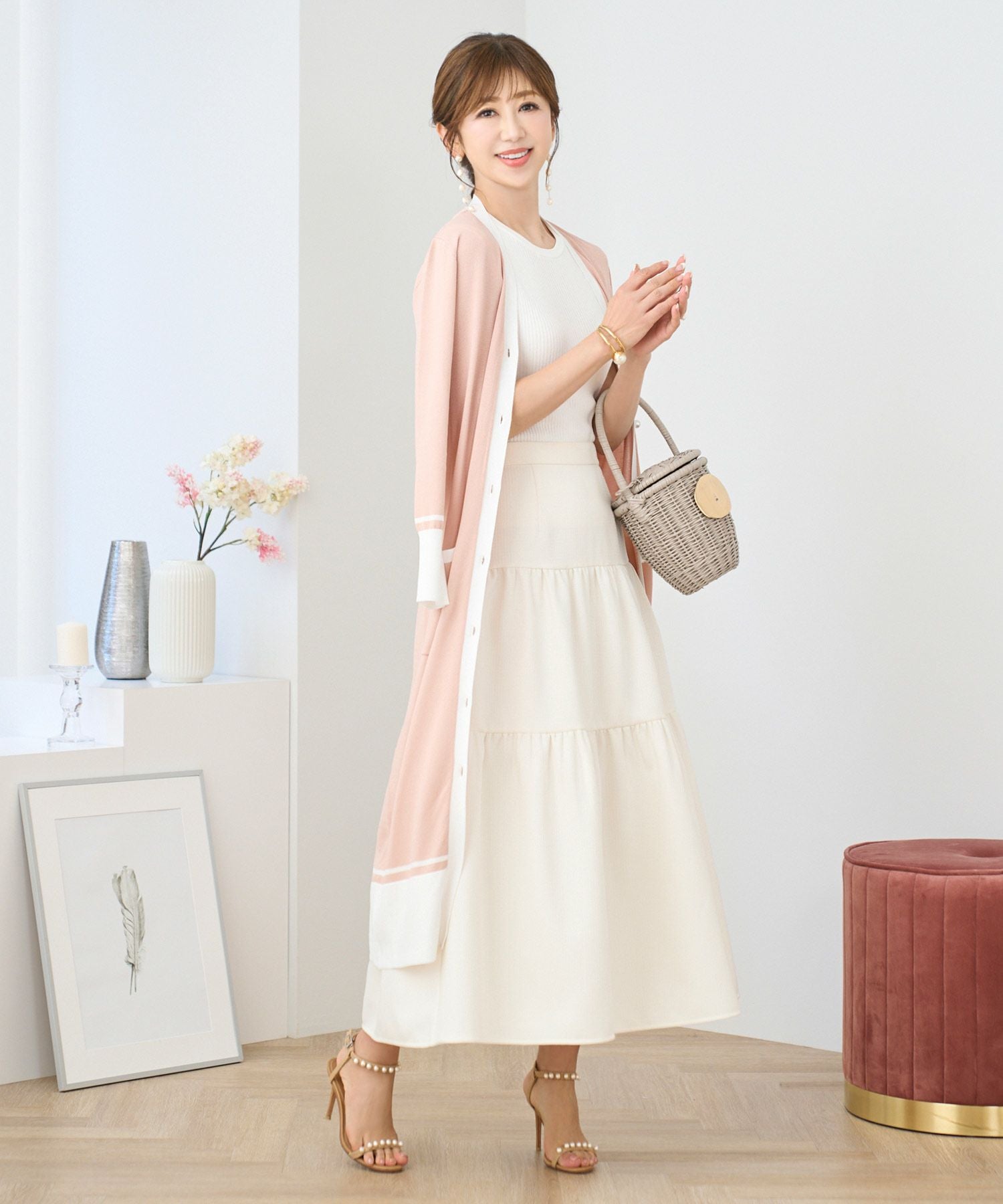 バイカラー ニット ロング カーディガン Prima Scherrer 全3色｜psc421