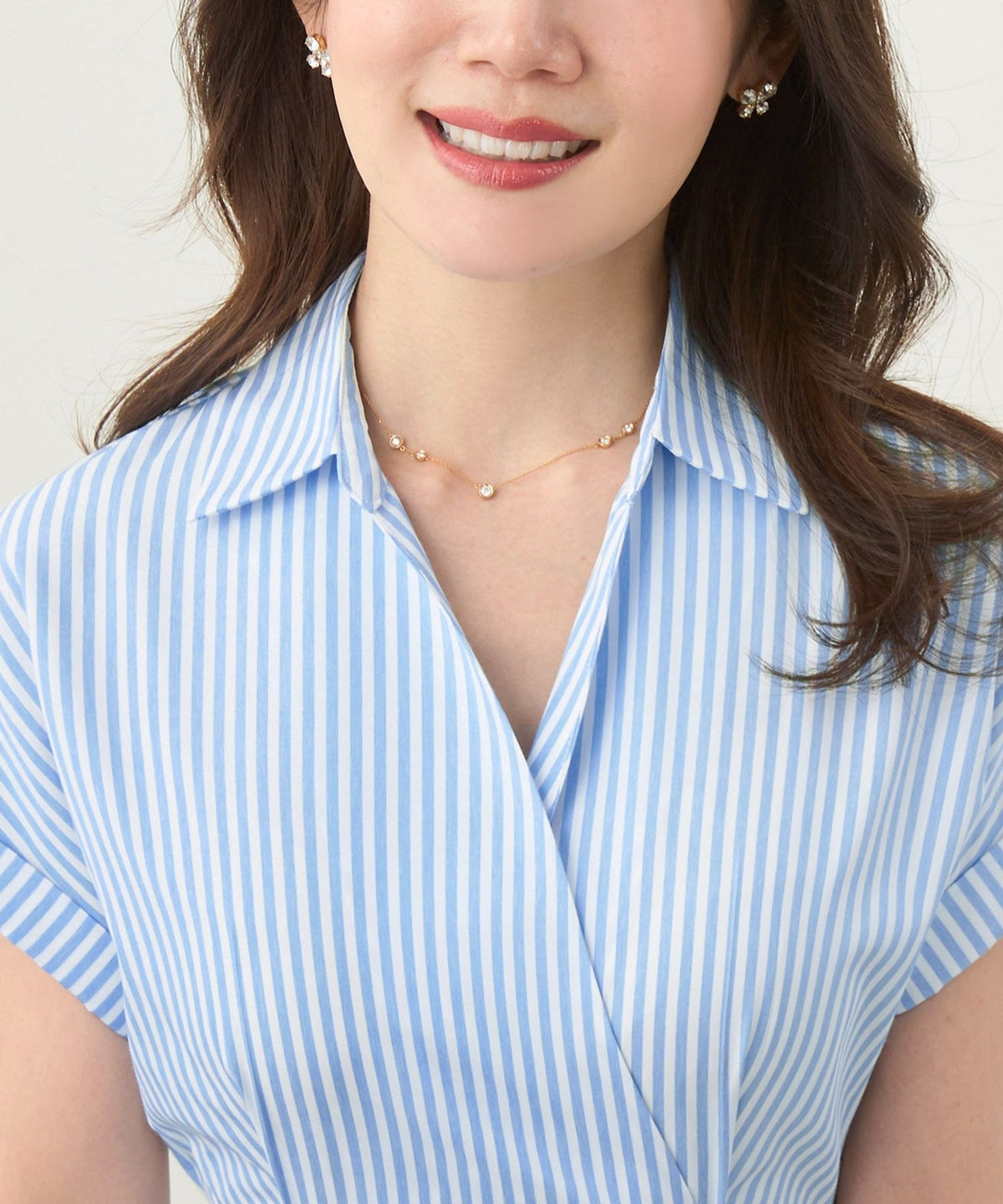 新色追加/手洗い可/シャツワンピ/襟付き/カシュクール/半袖/膝下丈/ロールアップ