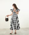 手洗い可/カシュクール/フィット＆フレア/フレア/裏地付き/Vネック/大人フェミニン/ギンガムチェック/綿100%/ロング丈/S/M