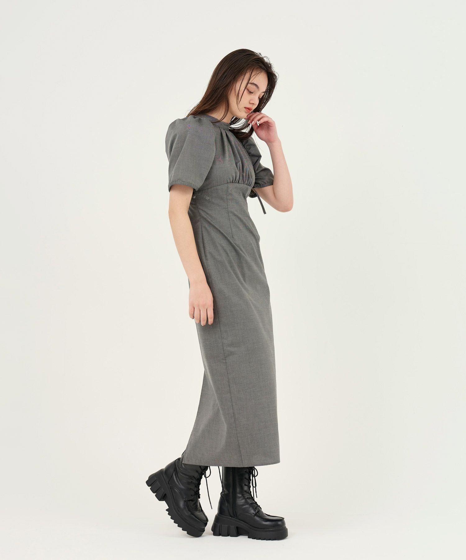 【専用】パフスリーブ　ロングワンピース 限定Price！SALE パフスリーブ ロングワンピース TINA：JOJUN 全3色