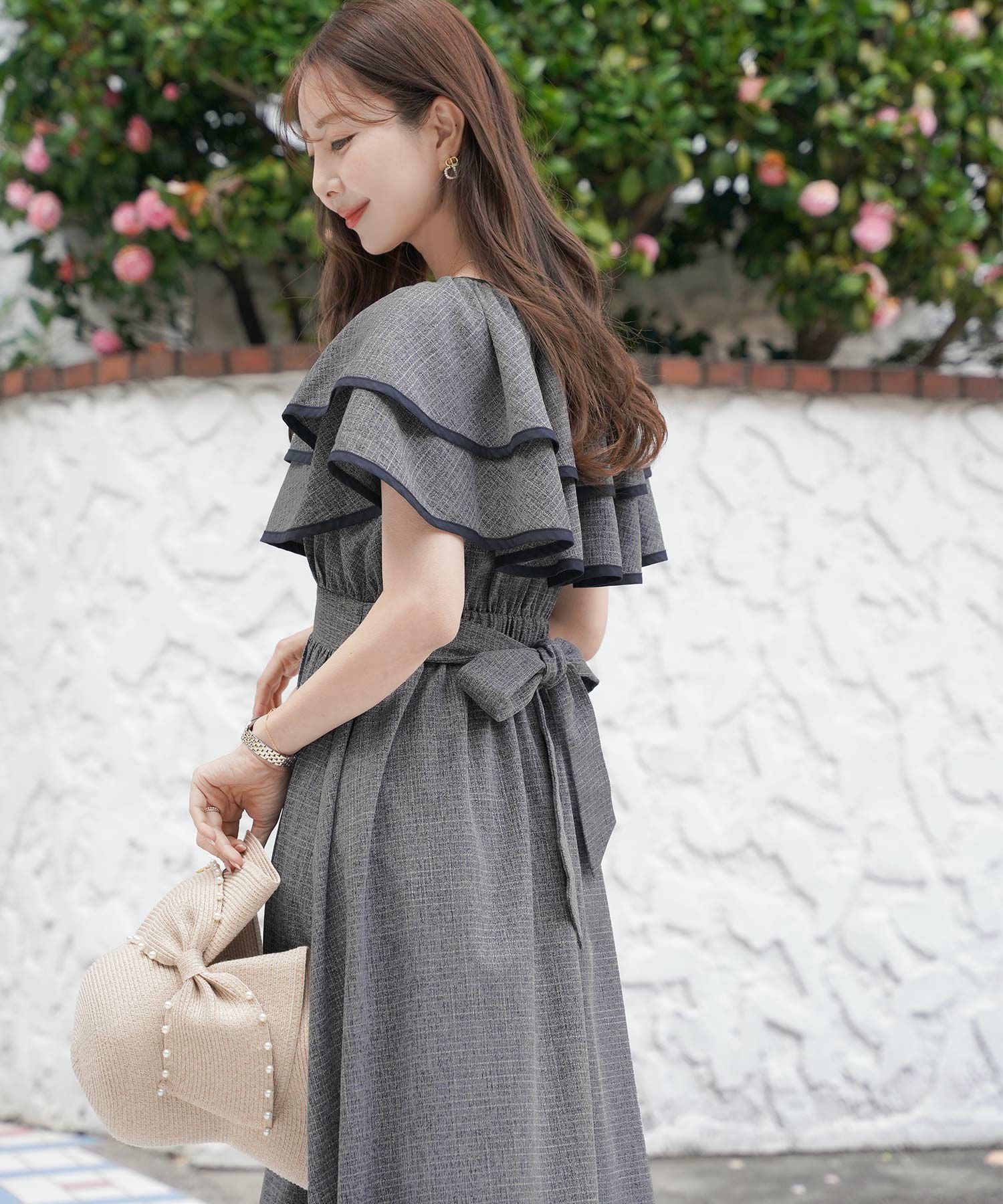 パイピング フリル ワンピース le reve vaniller 全6色 ｜lvn321-1649