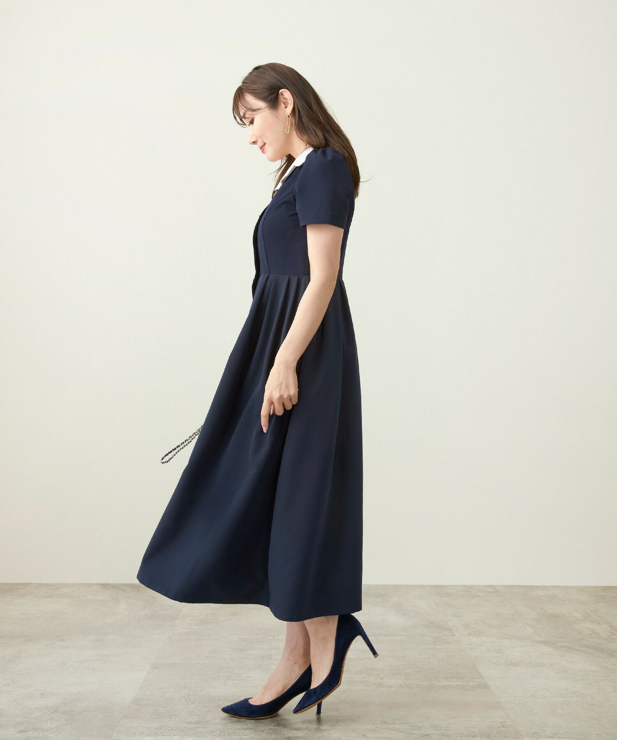 手洗い可/半袖/袖山ギャザー/くるみ釦/襟付き/2way/クラシカル/上品/きれいめ/フロントオープン/オケージョン/S/M