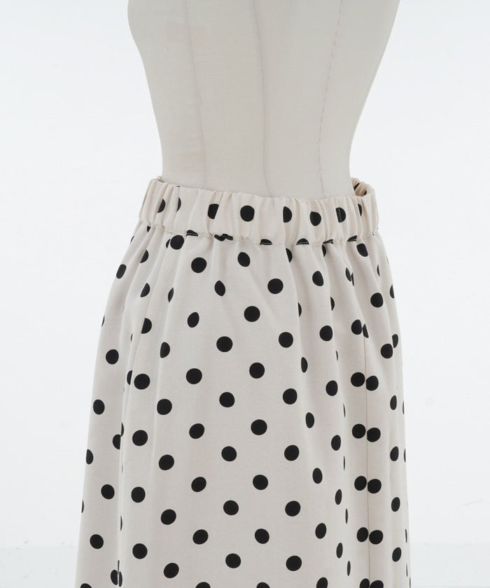 セレクト/スカート/ウエストゴム/ドット/リネン/ロング/マキシ/アイボリー×ブラック/フリー/F/サイズ/春/夏/秋