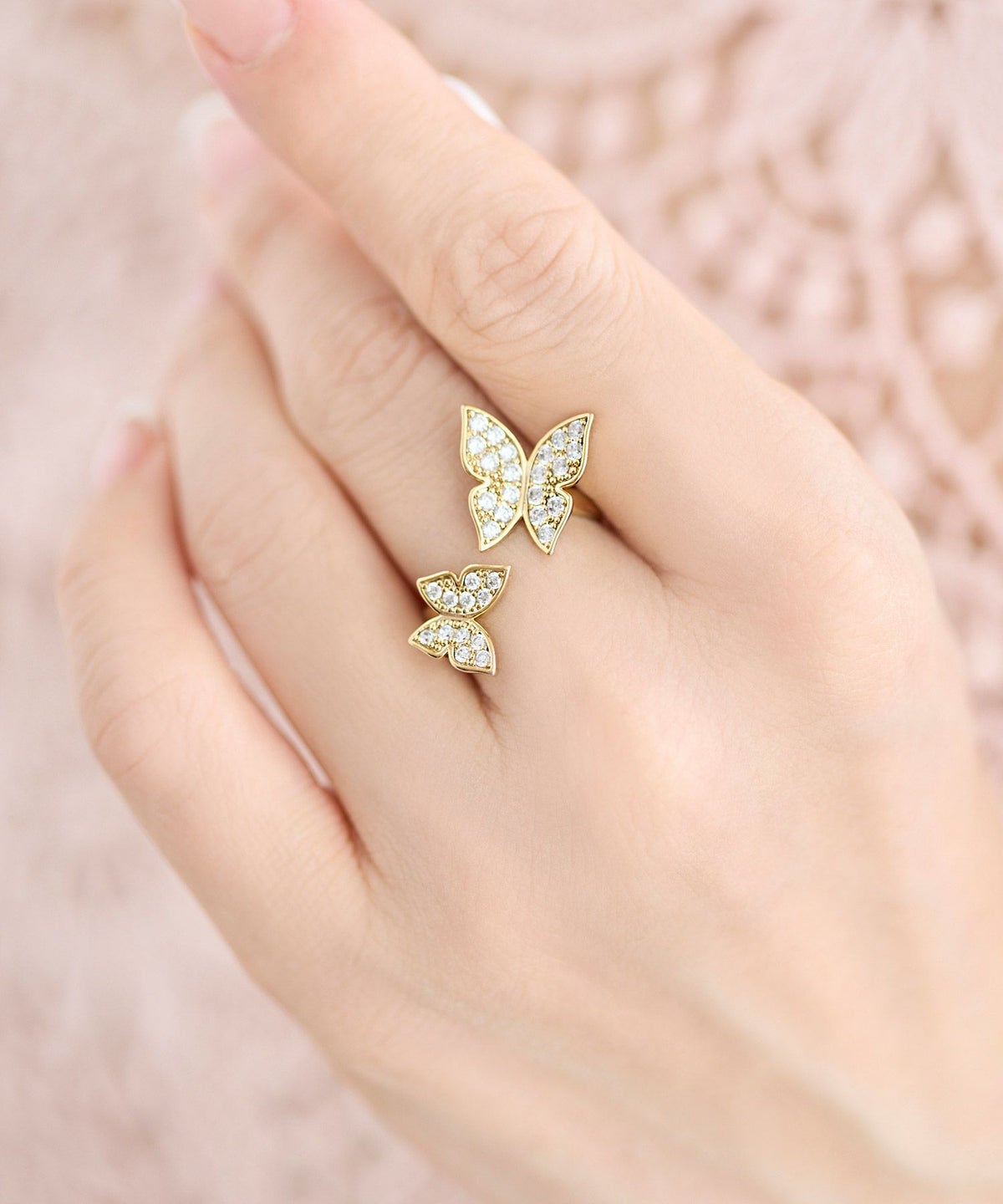 セレクト/リング/指輪/バタフライ/ビジュー/フリーサイズ/ゴールド/エレガント/上品