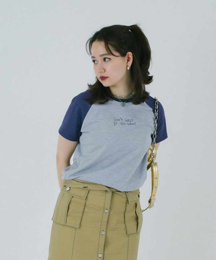 Tシャツ/ラグラン/刺繡入り/日本製