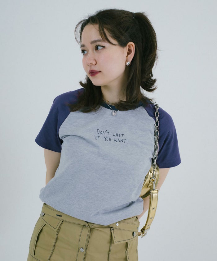 Tシャツ/ラグラン/刺繡入り/日本製