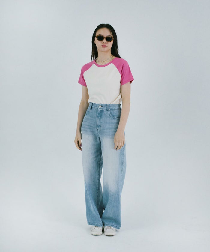 Tシャツ/ラグラン/刺繡入り/日本製