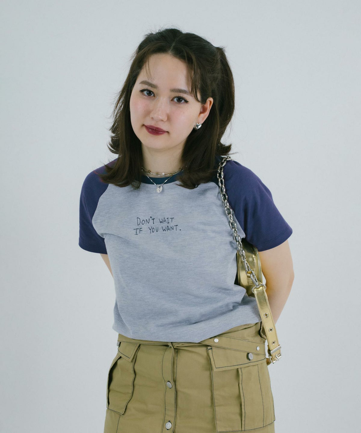 Tシャツ/ラグラン/刺繡入り/日本製