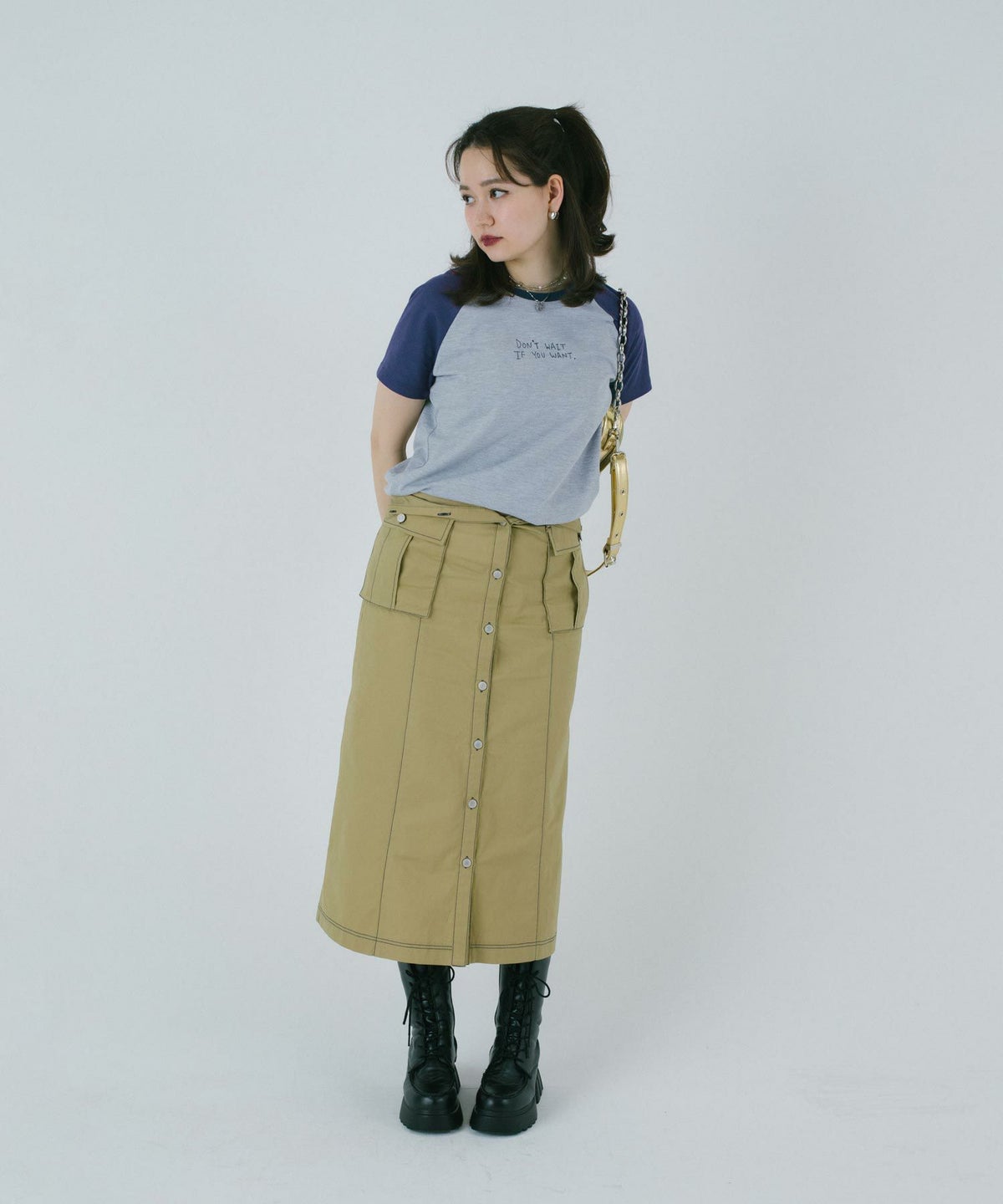 Tシャツ/ラグラン/刺繡入り/日本製