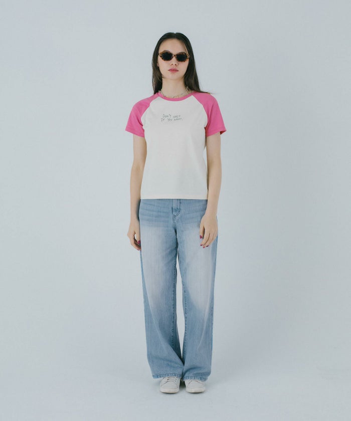 Tシャツ/ラグラン/刺繡入り/日本製