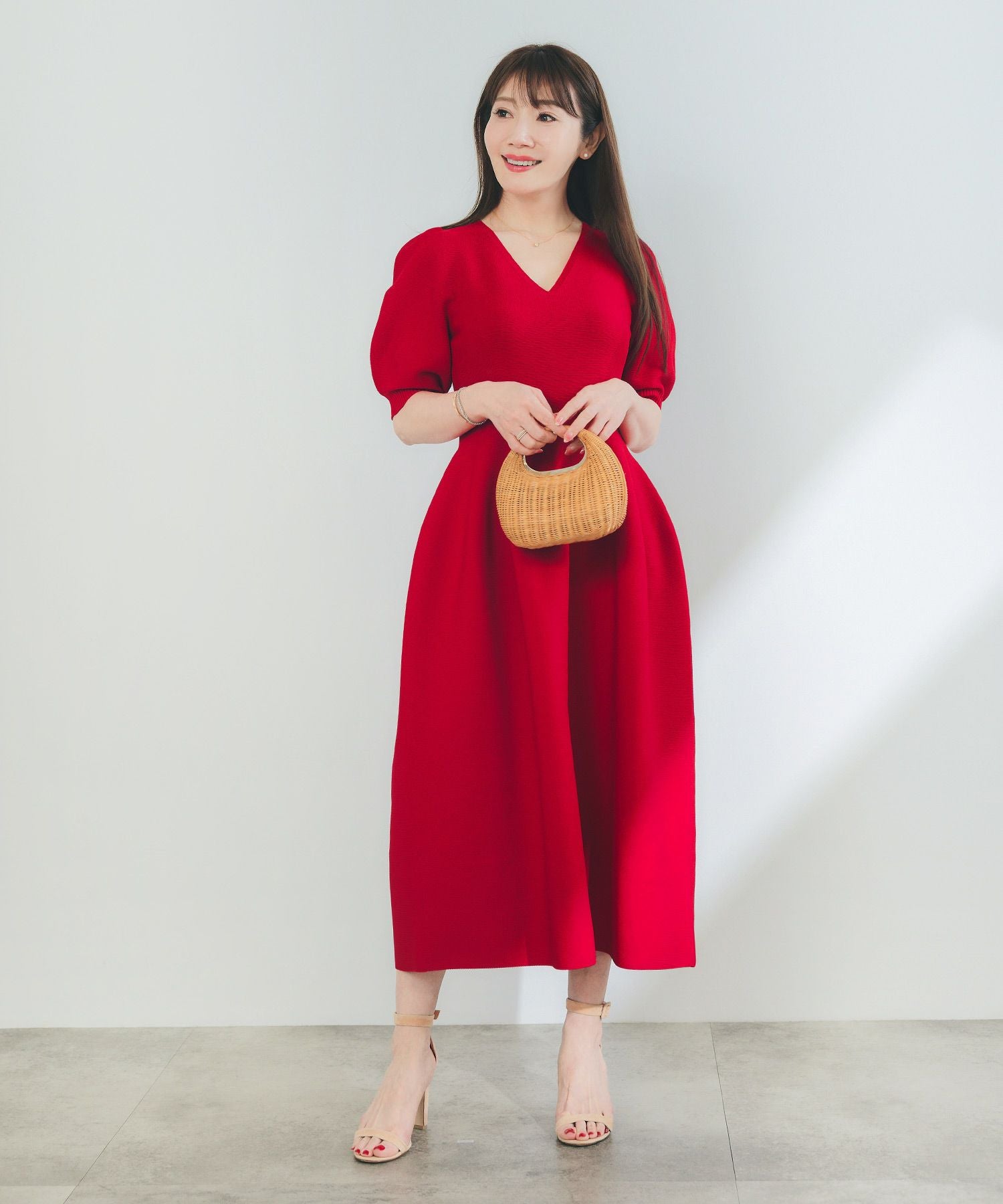 半袖 パフスリーブ ワンピース