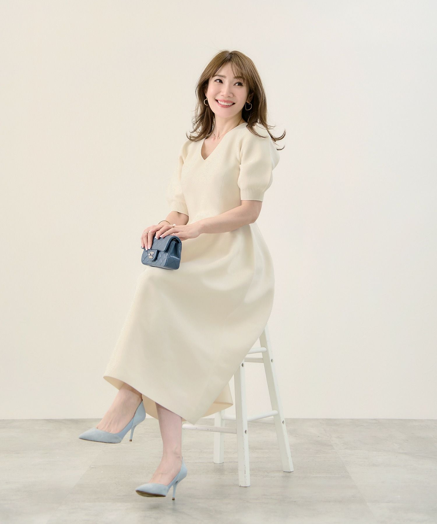 半袖 パフスリーブ ワンピース