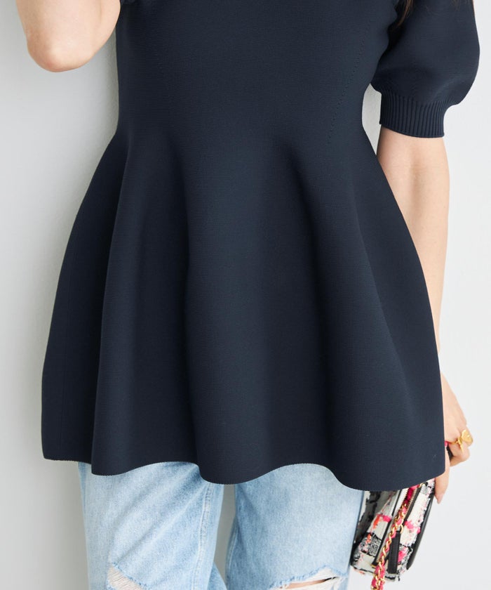 手洗い可/日本製/Vネック/ふんわり/チュニック/袖山ギャザー/パフ袖/大人可愛い/上品/きれいめ/シンプル/リラックス/体型カバー/美ライン/フレア