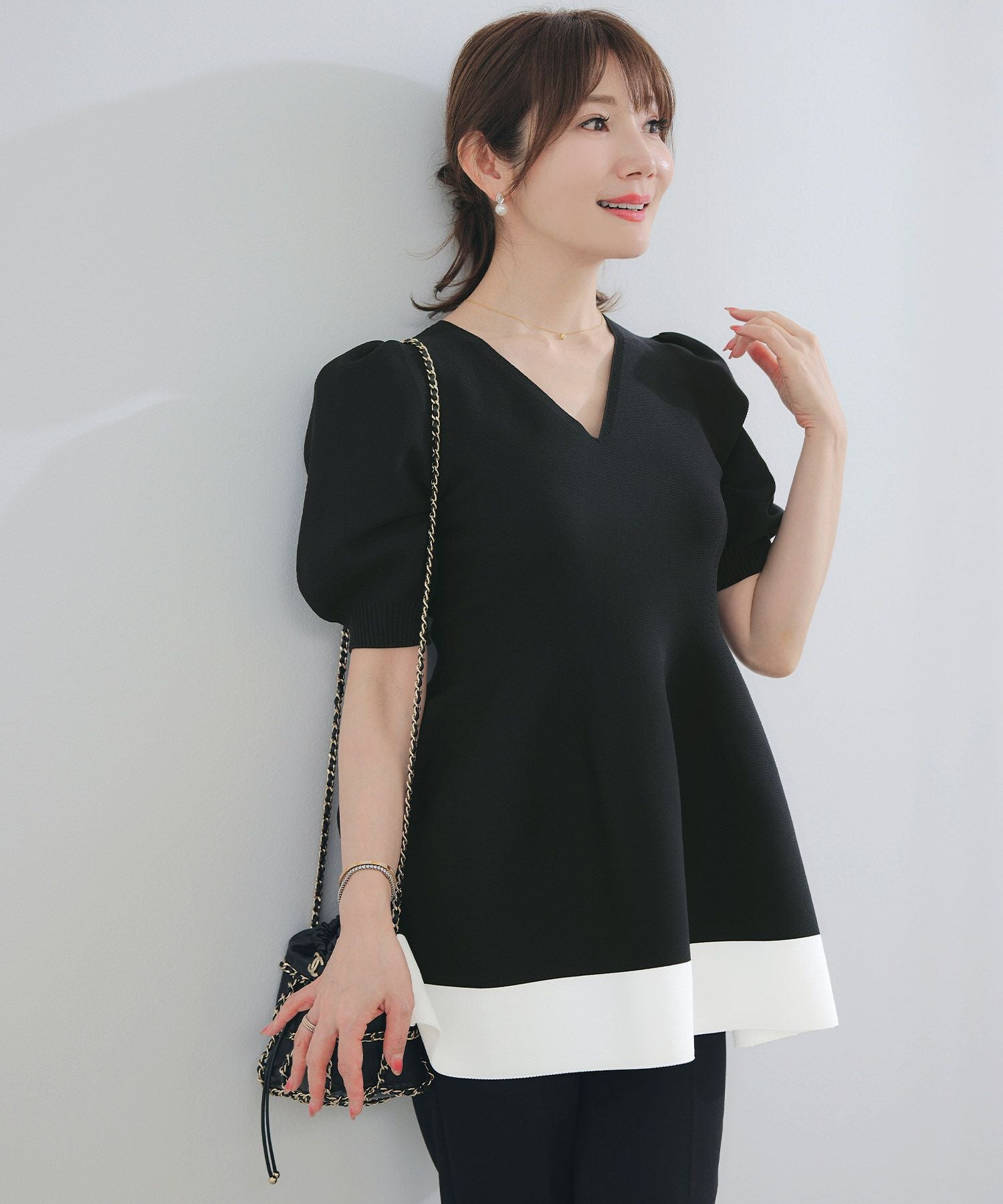 ホールガーメント 半袖 ペプラム プルオーバー Liala×PG