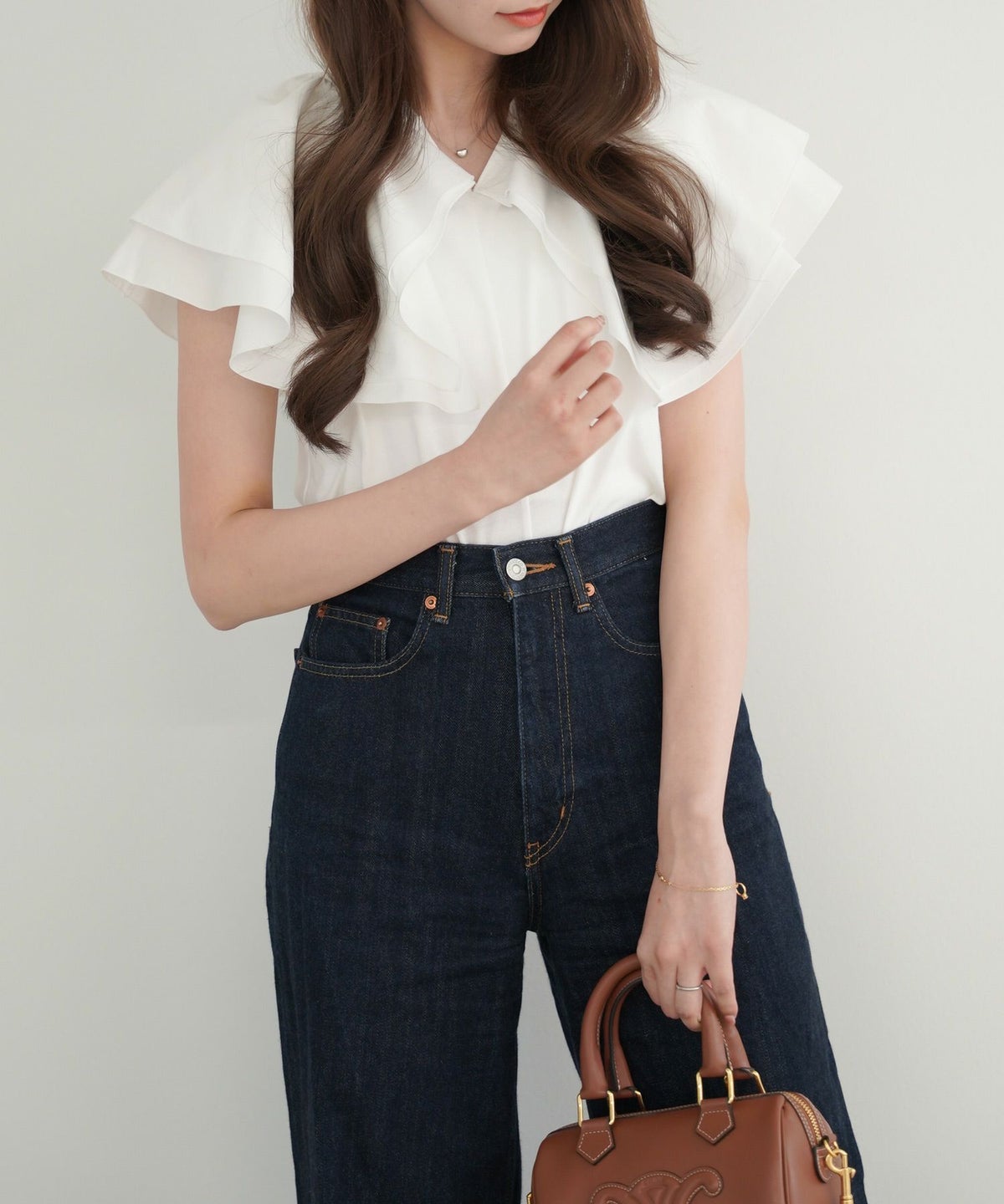 カットソー/ダブル/ケープ/カラー/ホワイト/ブラック/フリー