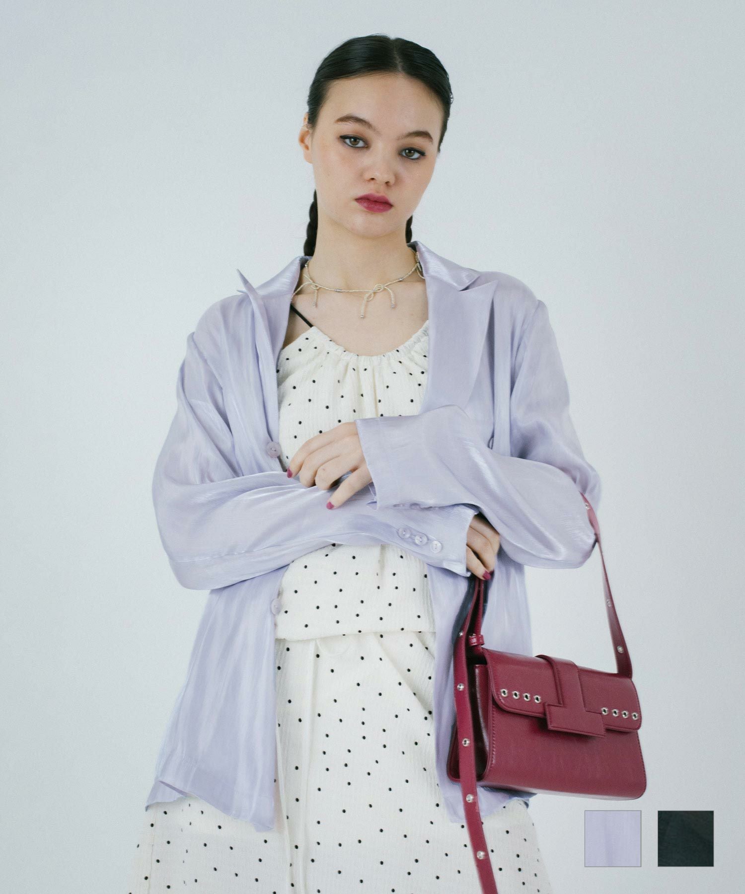 限定Price！SALE シアーサテン ジャケット TINA：JOJUN 全2色｜tnj221