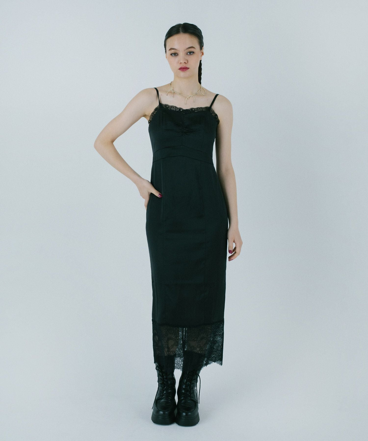 レースサテン キャミワンピース TINA：JOJUN 全2色｜tnj321-0628【2