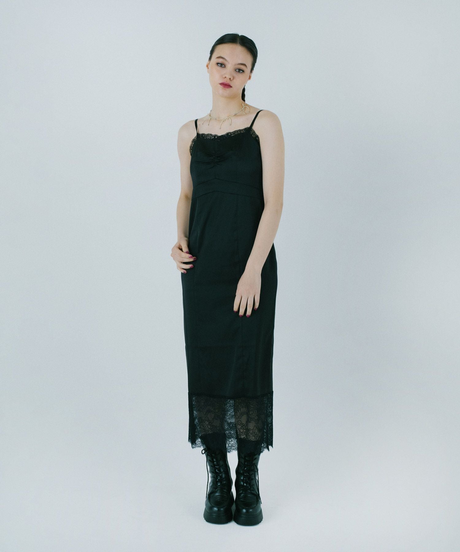 レースサテン キャミワンピース TINA：JOJUN 全2色｜tnj321-0628【2