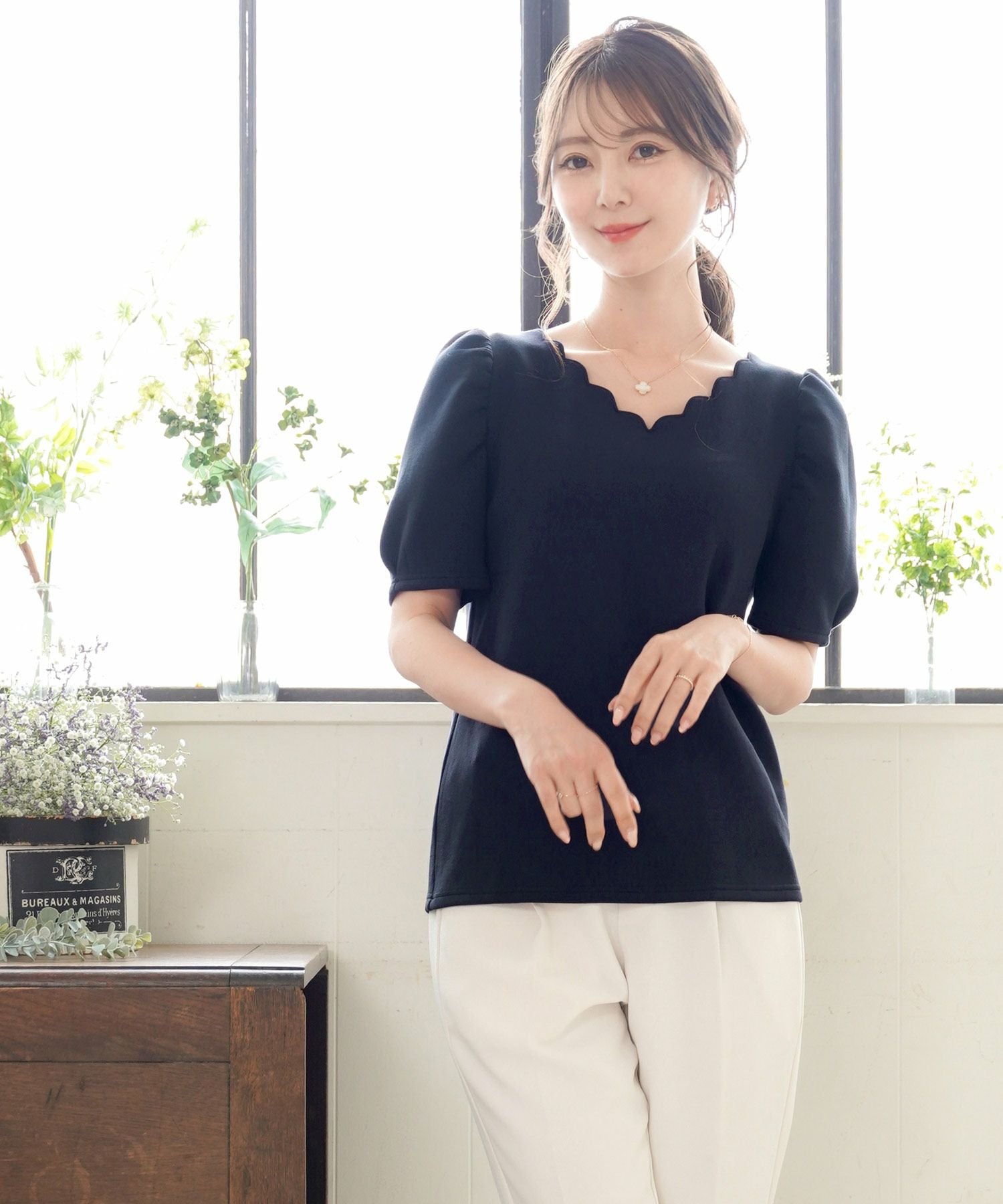 スカラップ デザイン Tシャツ le reve vaniller 全4色 ｜lvn521-1645