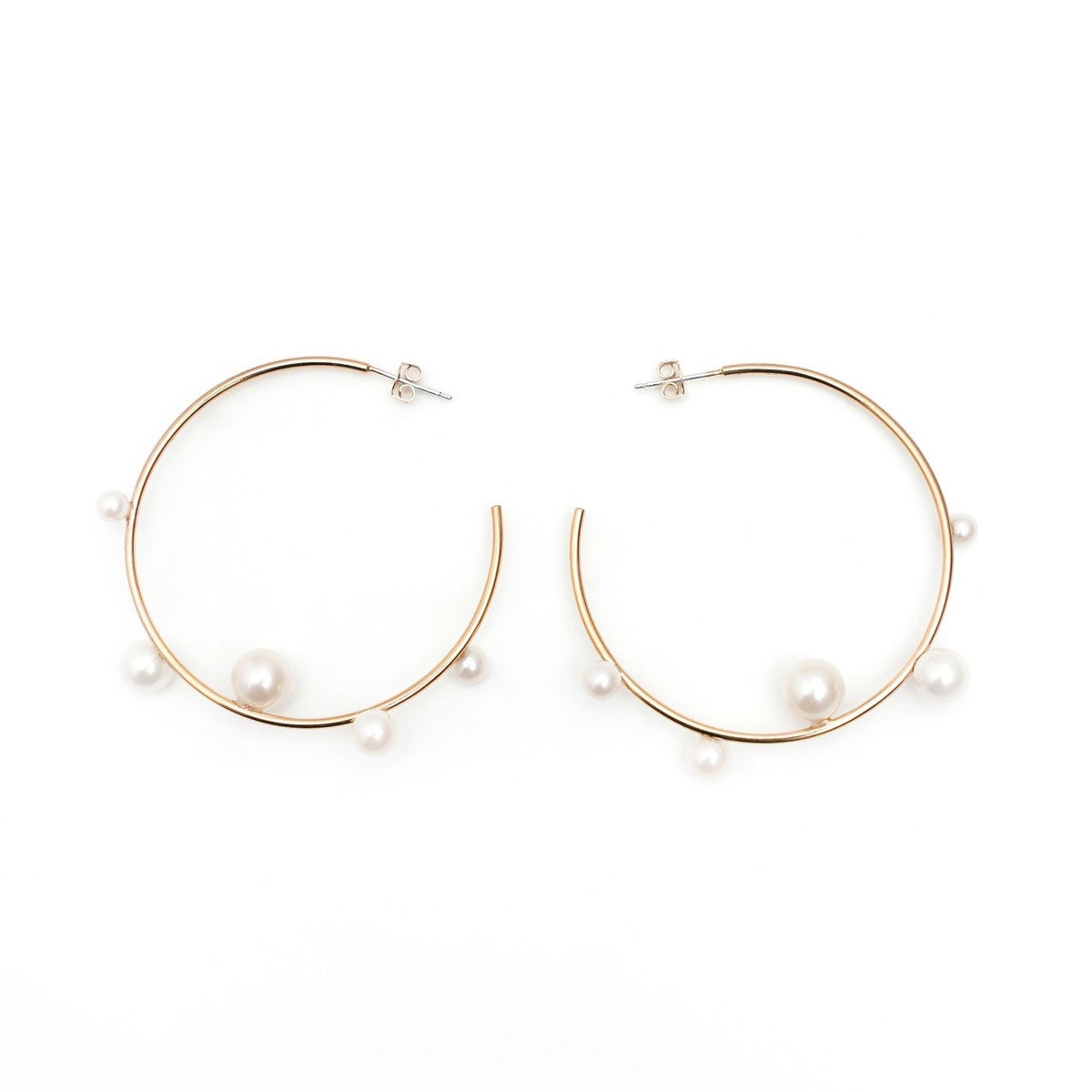 ランダム パール フープ ピアス イヤリング Random Pearl Hoop Pierce Earring