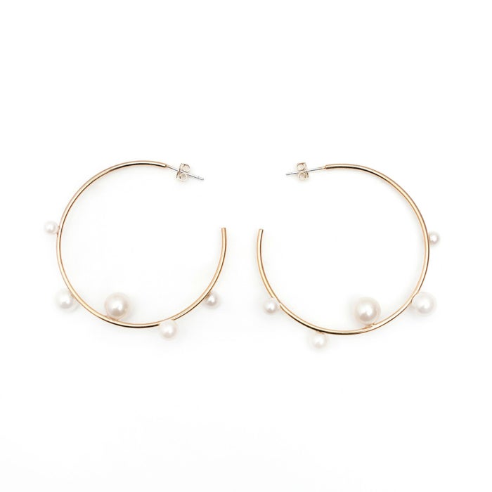 ランダム パール フープ ピアス イヤリング Random Pearl Hoop Pierce Earring