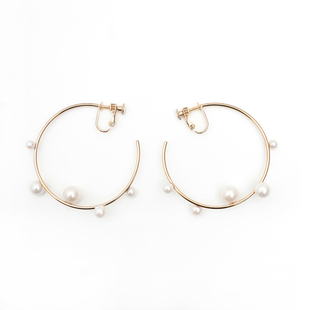 ランダム パール フープ ピアス イヤリング Random Pearl Hoop Pierce Earring