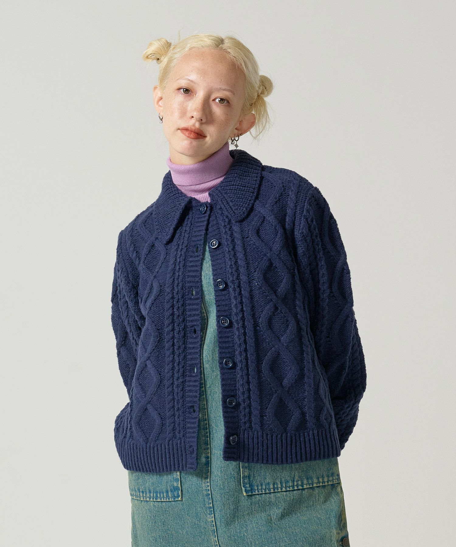 襟付き ケーブルニットカーディガン TINA：JOJUN 全4色｜tnj431-0668【6】