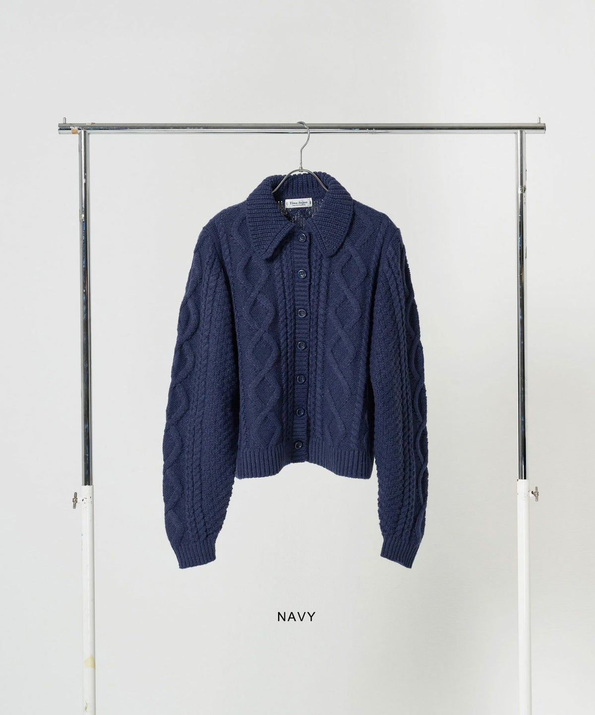 トップス/カーディガン/ケーブル編み/襟付き