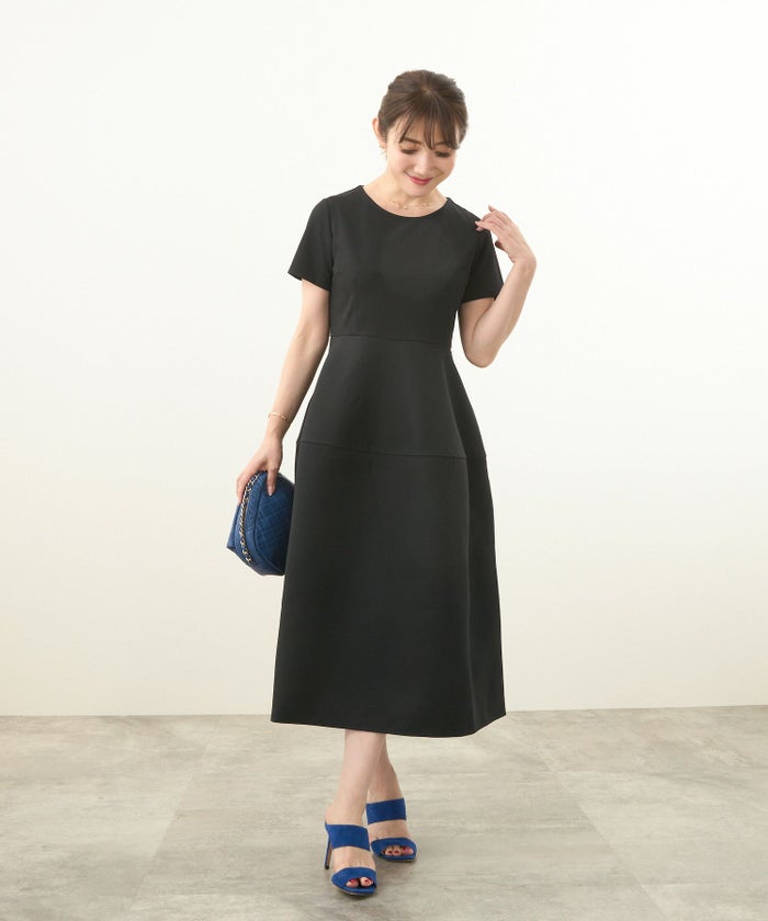 手洗い可/半袖/ラクチン/リラックス/異素材切り替え/大人フェミニン/シンプル/春/夏