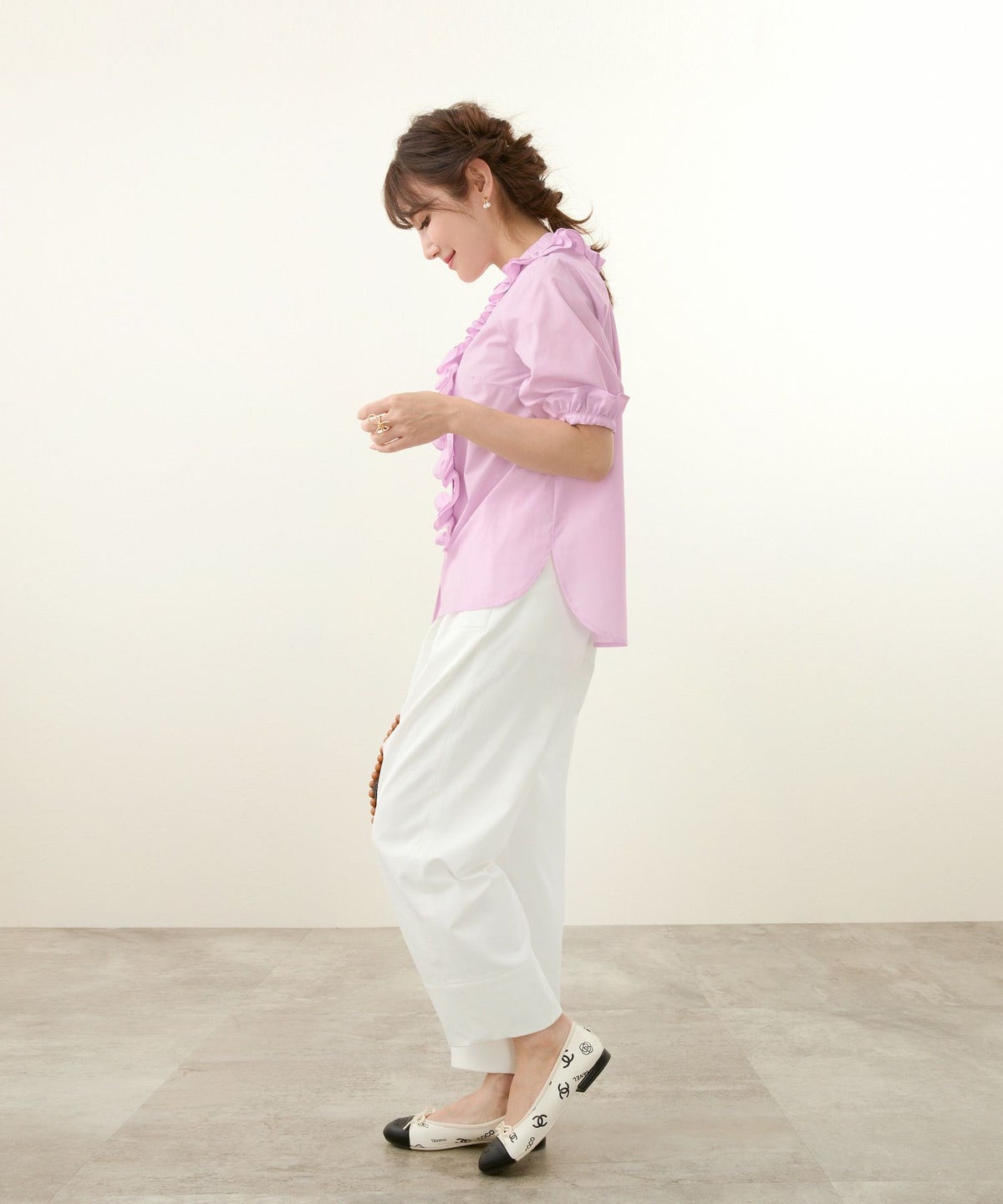 洗濯可/マシンウォッシャブル/イレヘム/ラウンドヘム/洗濯機で洗える/トップス/着映え/褒められブラウス/春/夏/秋口/半袖/フェミニン