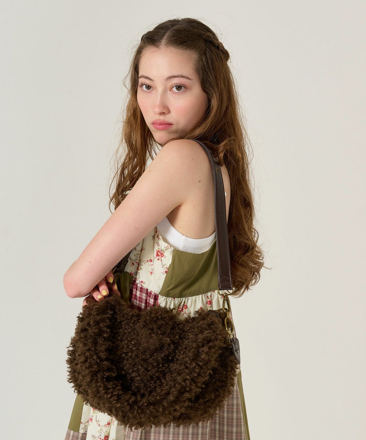 グッズ/小物/バッグ/フェイクファー/アイボリー/レッド