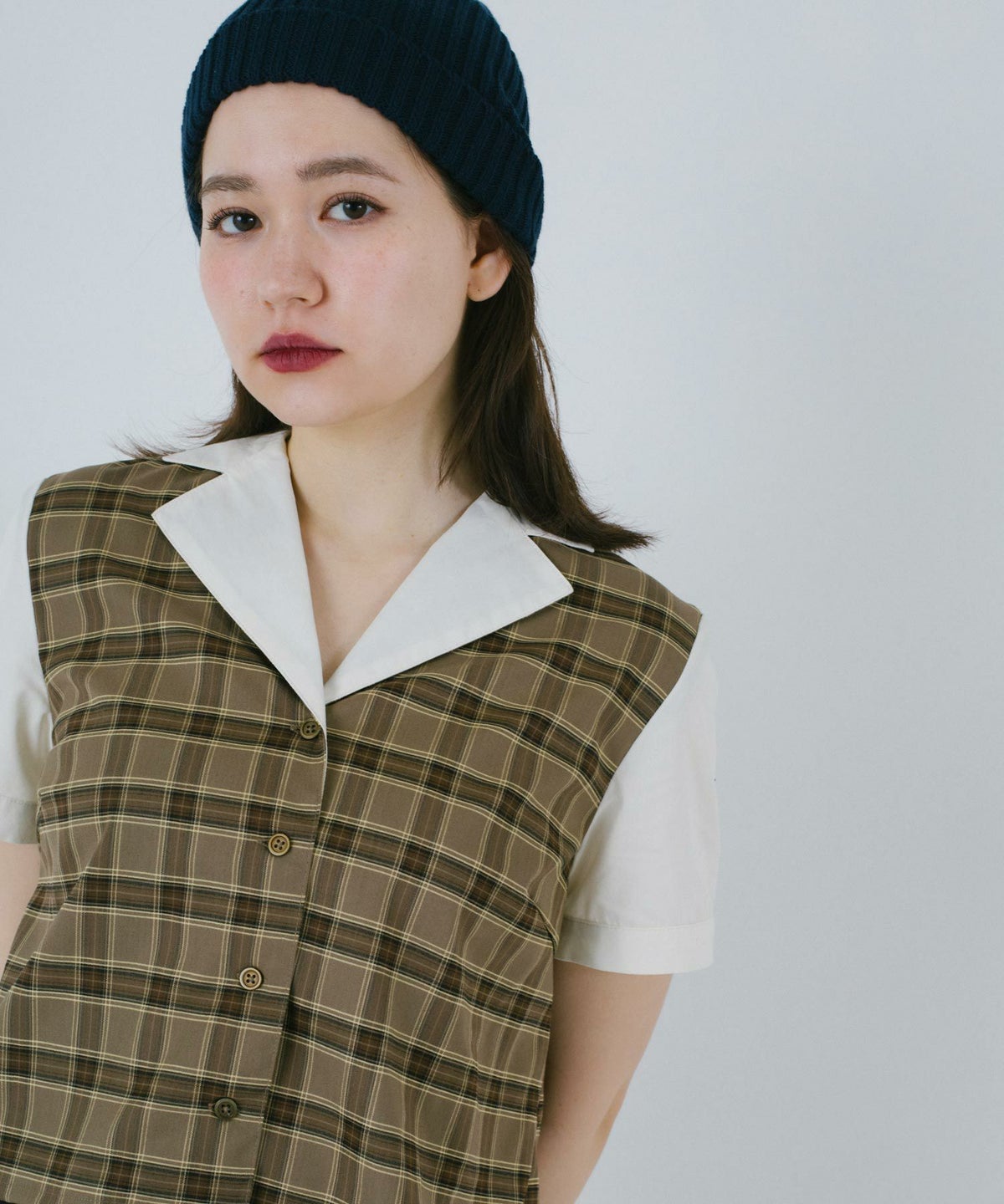 トップス/チェック/アイボリー/ブラウン