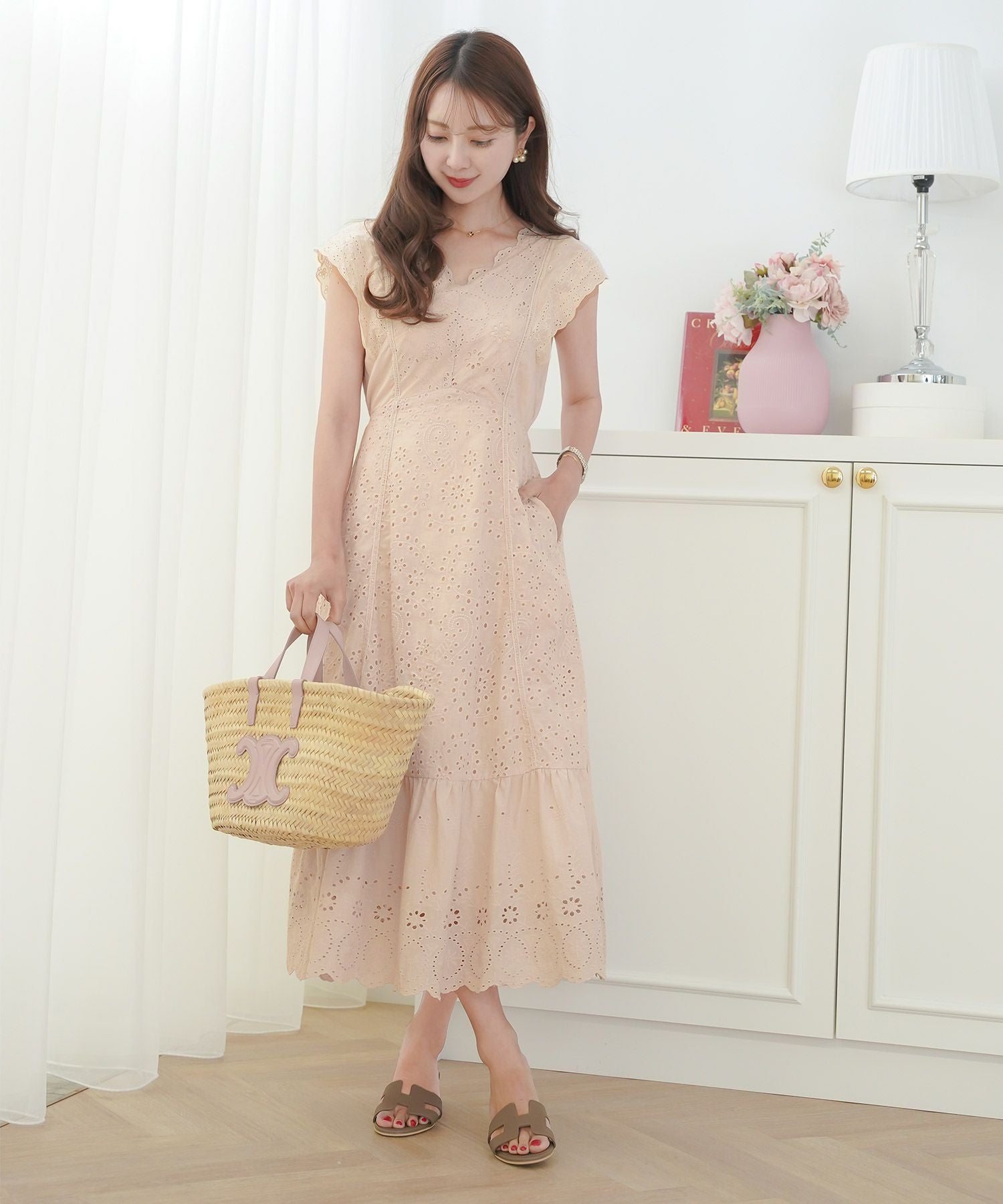 コットン レース スカラップ ワンピース le reve vaniller 全6色