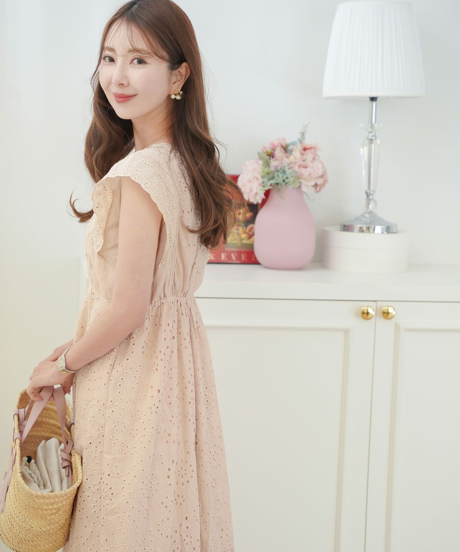 コットン レース スカラップ ワンピース le reve vaniller 全6色