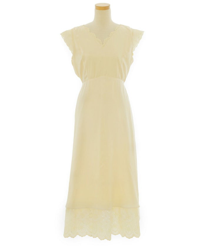 レディース/ワンピース/コットン/スカラップ/レース/梯子レース/ノースリーブ/夏/サマー/お出かけ/カジュアル/エレガント/フリル/バケーション/海/プール/ラベンダー/ホワイト/レモンクリーム/グレイッシュミント/ピンク/サックス/旅行/推し活