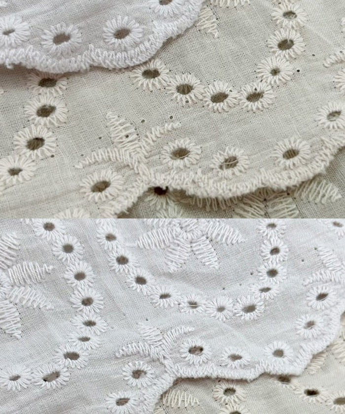 レディース/ワンピース/コットン/スカラップ/レース/梯子レース/ノースリーブ/夏/サマー/お出かけ/カジュアル/エレガント/フリル/バケーション/海/プール/ラベンダー/ホワイト/レモンクリーム/グレイッシュミント/ピンク/サックス/旅行/推し活