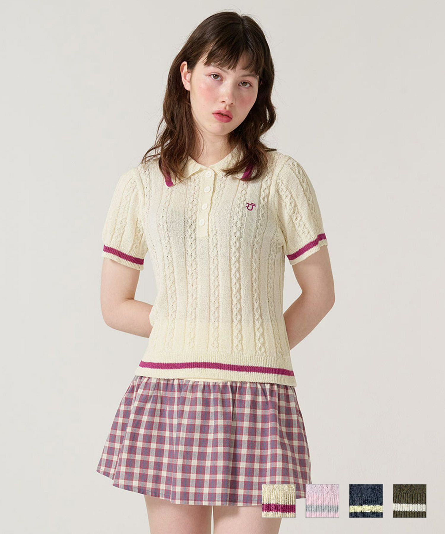 サマー ポロニット TINA：JOJUN 全4色｜tnj421-0625【4】 - ニット商品