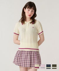 トップス/サマー/ポロニット/ピンク/カーキ