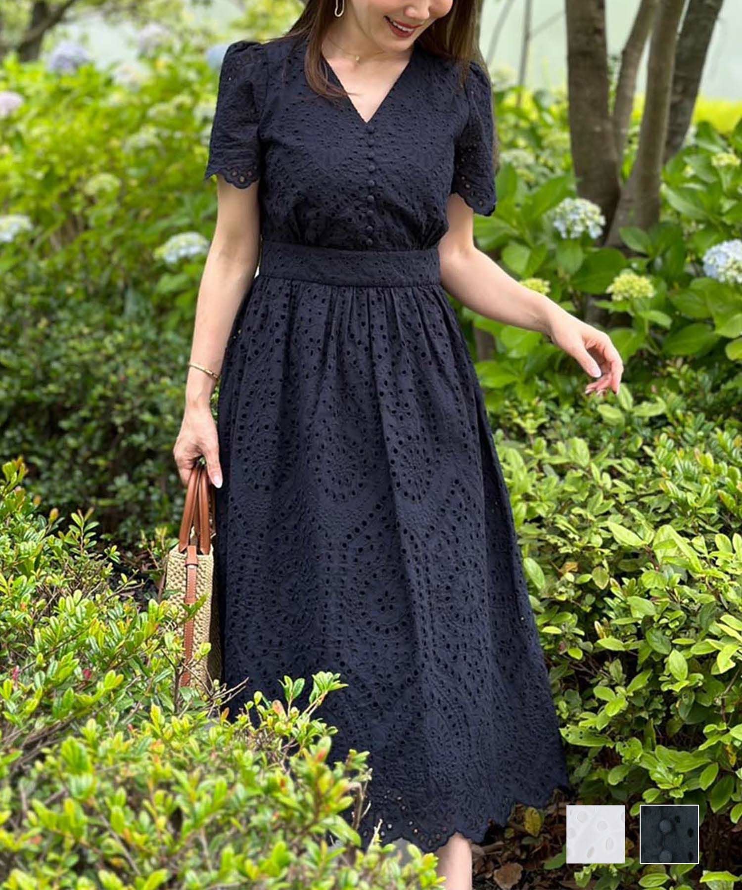 コットンレース スカラップ ワンピース Liala×PG 全2色｜lpg321-1661