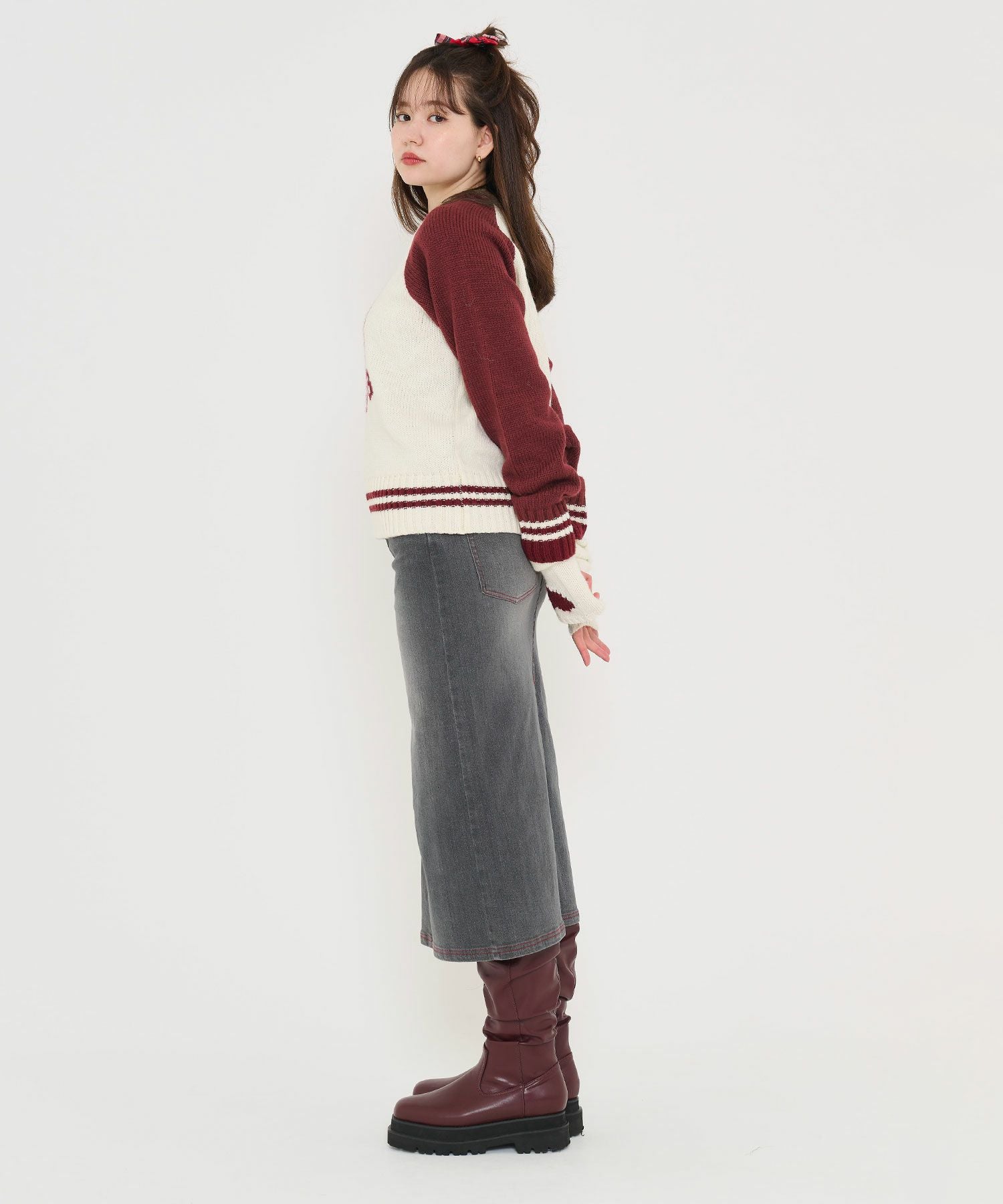 オリジナル ジャカードニット プルオーバー TINA：JOJUN レッド オリジナル ジャカードニット TINA：JOJUN 全2色｜tnj441-0661【5】