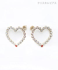 ハート シェイプ ピアス イヤリング Heart Shape Pierce Earring Liala 真鍮 チタンポスト クリスタル パステルカラー マルチカラー ハート シェイプ ピアス イヤリング Heart Shape Pierce Earring （Liala）